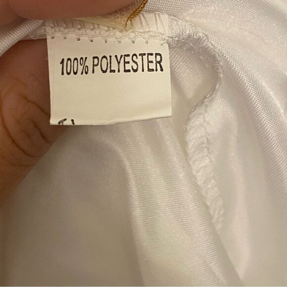 White V-Neck formal Evening wedding Dress maxi gown Floor Length XL 12-14 - Picture 10 of 15